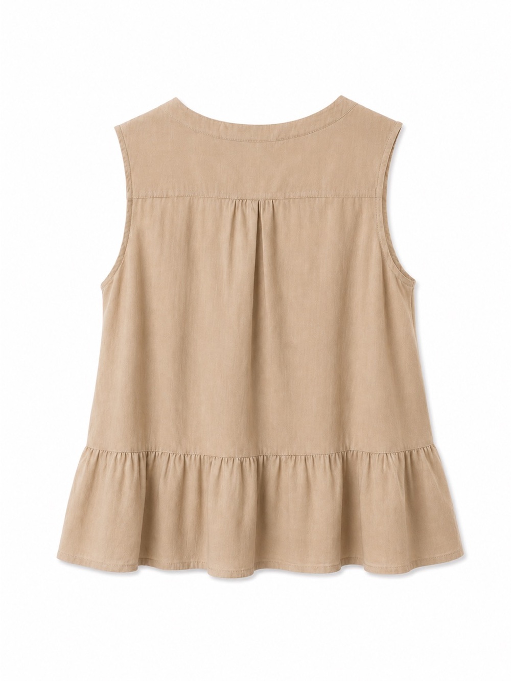 Loveriche Boho Lace-Up Tank Top Women’s Large Beige Flowy Ruffle Hem Sleeveless - Picture 6 of 6
